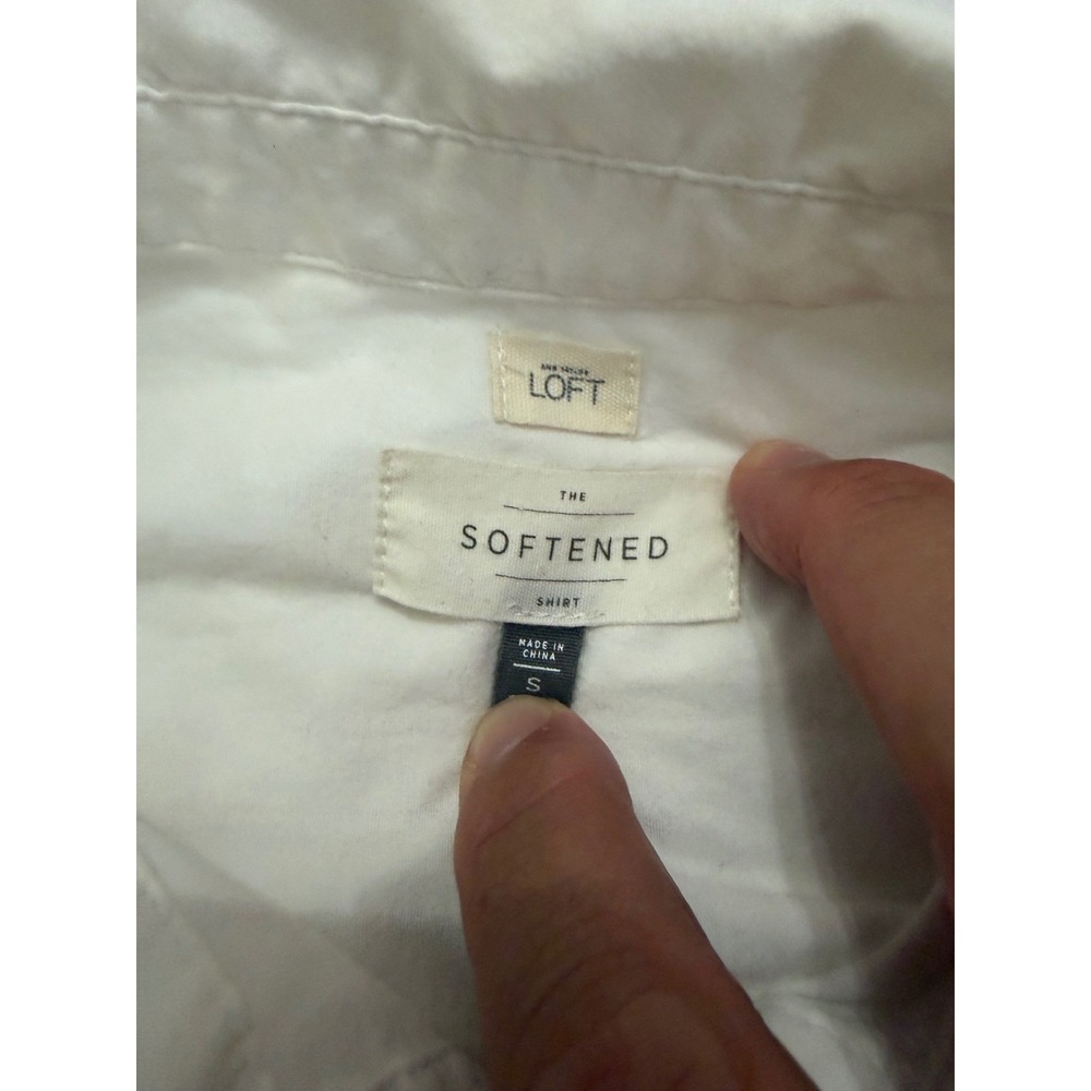 LOFT Shirt The Softened Shirt White Cotton Poplin Henley Tunic Women Small - Picture 4 of 6